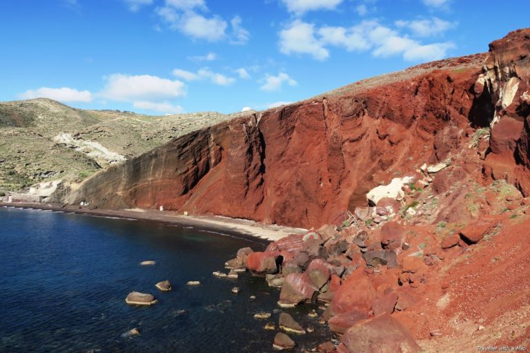 Red Beach Santorini in the winter